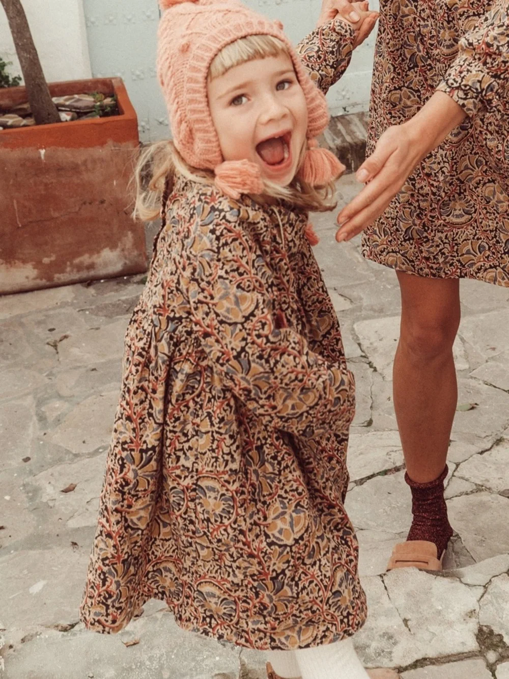 Louise Misha 100% cotton Girls Floral Long Sleeve Swing Dress